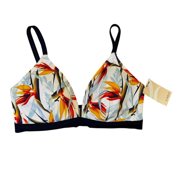 Lively Tropical Print Bikini Top Swimsuit Size 2 Bathing Suit Floral Beach Pool - Picture 1 of 5